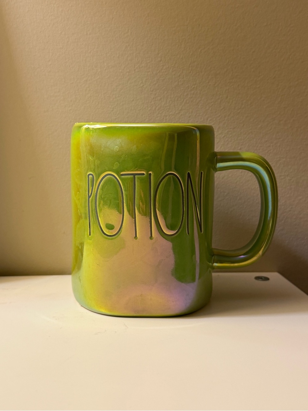 Rae Dunn Green Iridescent 'POTION' Ceramic Mug Halloween